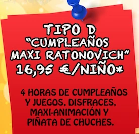 CUMPLEAÑOS TIPO D 4 HORAS